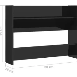 Schoenenkasten-vidaXL - 2-laags Wandshoenenkast 6 paar - Zwart - Bewerkt hout - 80x18x60 cm