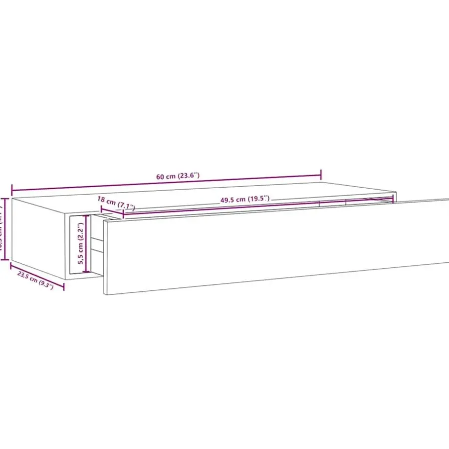 Wandrekken-vidaXL - Ladeschap - Wit - MDF