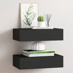 Wandrekken-vidaXL - Ladeschap - Zwart - MDF