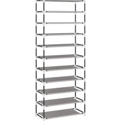 vidaXL - 10-lagen Schoenenkast met 2 deuren - Grijs - Stof - 60x30x166 cm