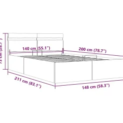 Twijfelaars-vidaXL - LED Bed frame met opbergruimte - Zwart - Kunstleer - 140x200 cm