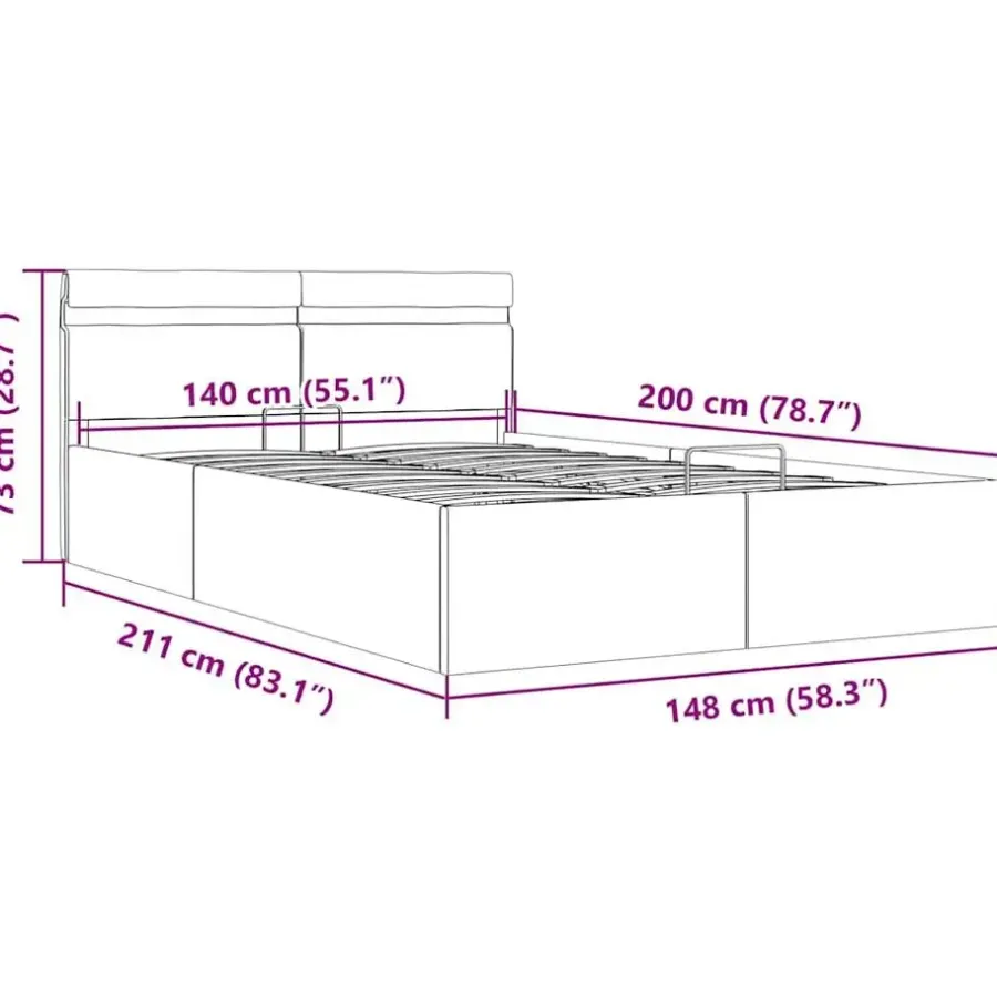 Twijfelaars-vidaXL - LED Bed frame met opbergruimte - Zwart - Kunstleer - 140x200 cm