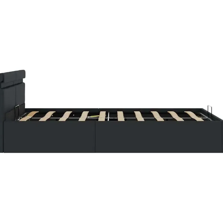 Twijfelaars-vidaXL - LED Bed frame met opbergruimte - Zwart - Kunstleer - 140x200 cm