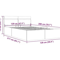 Twijfelaars-vidaXL - LED bed met opbergruimte - Hydraulisch - Wit - Kunstleer - 120x200 cm