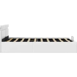 Twijfelaars-vidaXL - LED bed met opbergruimte - Hydraulisch - Wit - Kunstleer - 120x200 cm