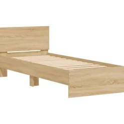 vidaXL - LED eenpersoonsbed met hoofdbord - Sonoma eiken - 90x200 cm