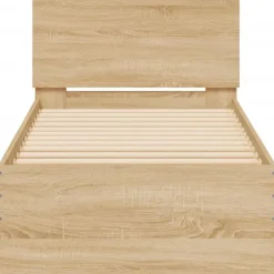 vidaXL - LED eenpersoonsbed met hoofdbord - Sonoma eiken - 90x200 cm