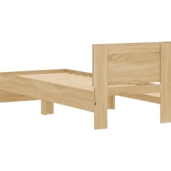 vidaXL - LED eenpersoonsbed met hoofdbord - Sonoma eiken - 90x200 cm