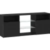 Tv Meubels-vidaXL - LED TV-meubel met 2 deuren - Zwart eiken - Hout en glas - 120x30x50 cm