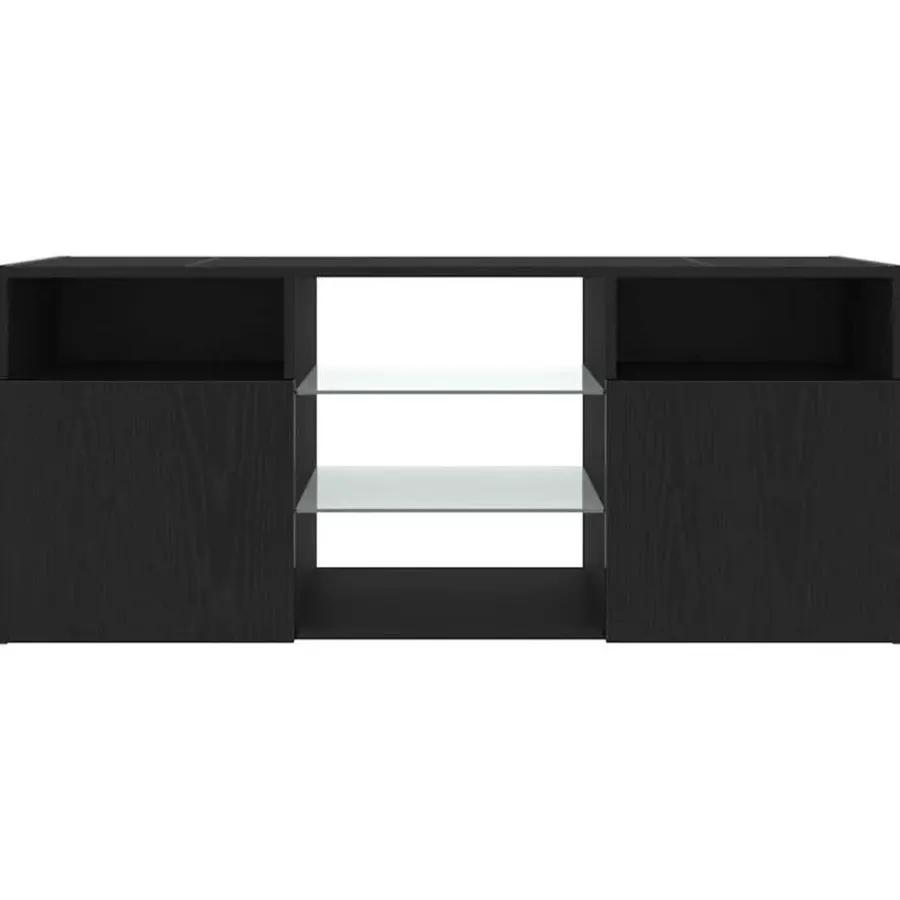 Tv Meubels-vidaXL - LED TV-meubel met 2 deuren - Zwart eiken - Hout en glas - 120x30x50 cm