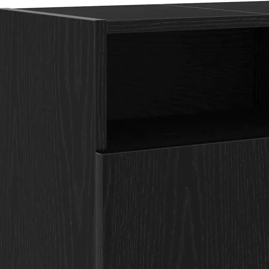 Tv Meubels-vidaXL - LED TV-meubel met 2 deuren - Zwart eiken - Hout en glas - 120x30x50 cm