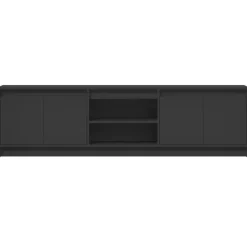 vidaXL - LED TV-meubel met 4 deuren en 2 vakken - Zwart - Hout - 180x34x50 cm