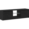 Tv Meubels-vidaXL - LED TV-meubel met 2 deuren - Zwart eiken - Hout en glas - 120x30x36 cm