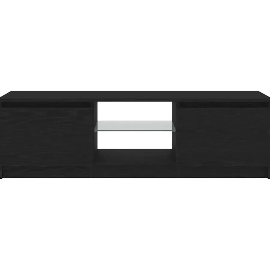 Tv Meubels-vidaXL - LED TV-meubel met 2 deuren - Zwart eiken - Hout en glas - 120x30x36 cm