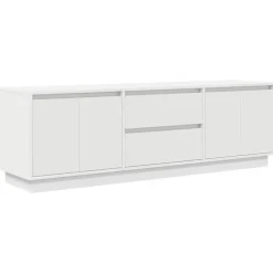 vidaXL - LED TV-meubel met 2 lades en 4 deuren - Wit - Hout - 160.5x41x50 cm