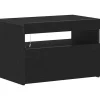 Tv Meubels-vidaXL - LED TV-meubel met deur - Zwart eiken - Hout - 60x35x40 cm