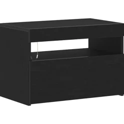 Tv Meubels-vidaXL - LED TV-meubel met deur - Zwart eiken - Hout - 60x35x40 cm