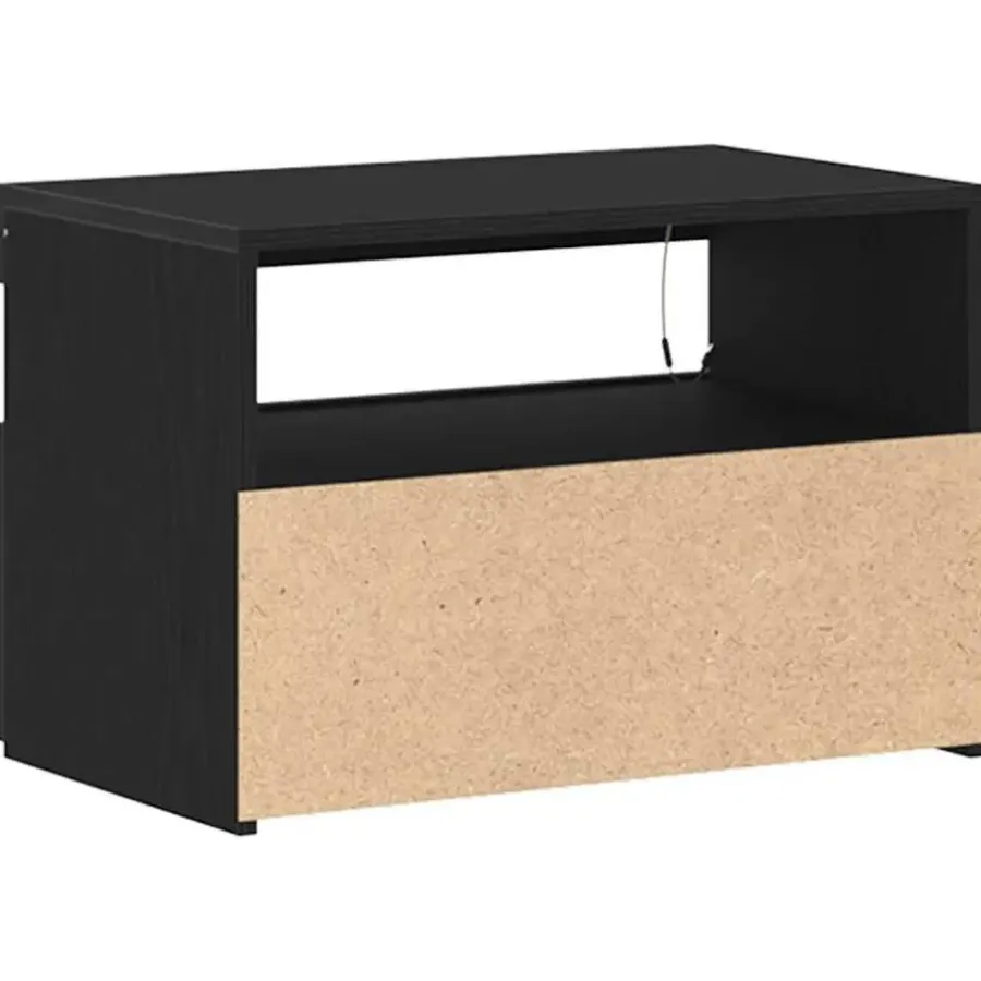 Tv Meubels-vidaXL - LED TV-meubel met deur - Zwart eiken - Hout - 60x35x40 cm