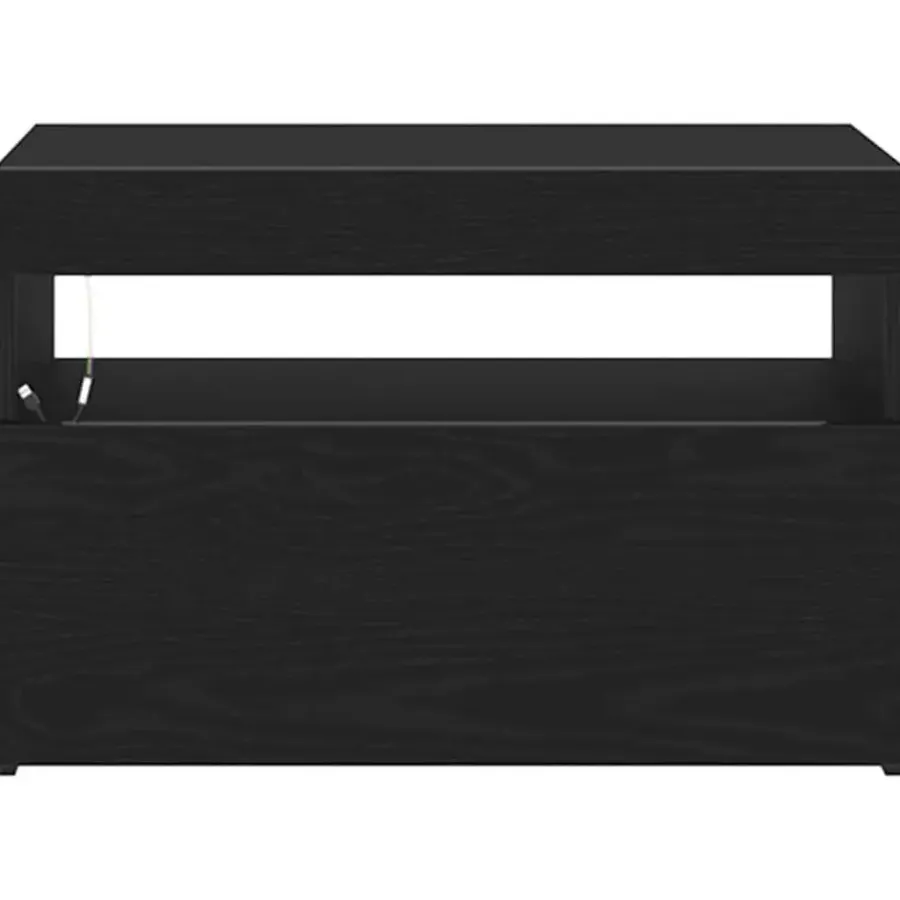 Tv Meubels-vidaXL - LED TV-meubel met deur - Zwart eiken - Hout - 60x35x40 cm