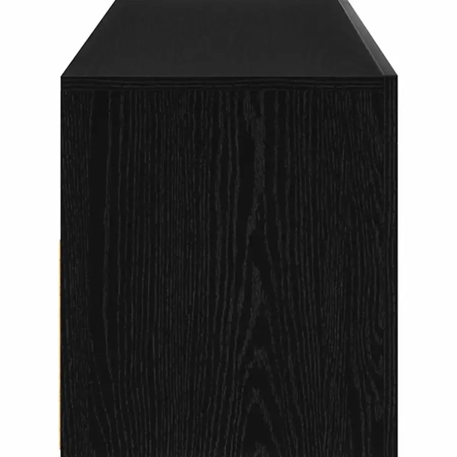 Tv Meubels-vidaXL - LED TV-meubel met deur - Zwart eiken - Hout - 60x35x40 cm