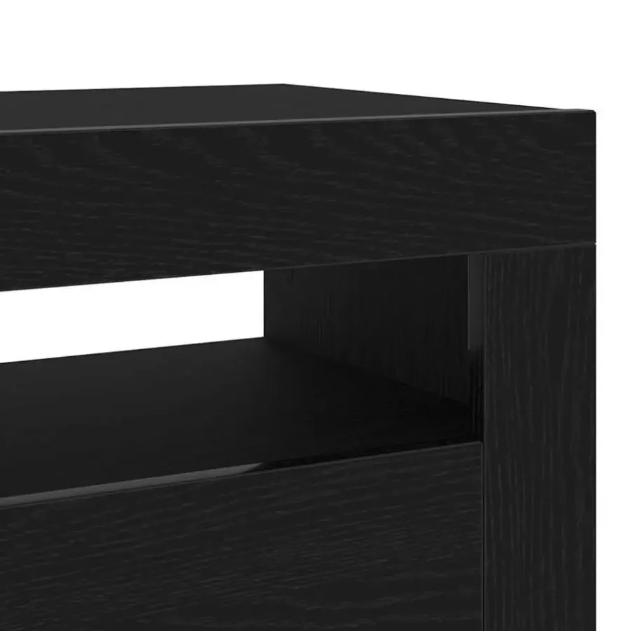 Tv Meubels-vidaXL - LED TV-meubel met deur - Zwart eiken - Hout - 60x35x40 cm