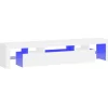 Tv Meubels-vidaXL - LED TV-meubel met 3 deuren en glas legplanken - Wit - 200x36.5x40 cm