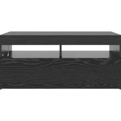 vidaXL - LED TV-meubel met deur - Zwart eiken - Hout - 90x35x40 cm