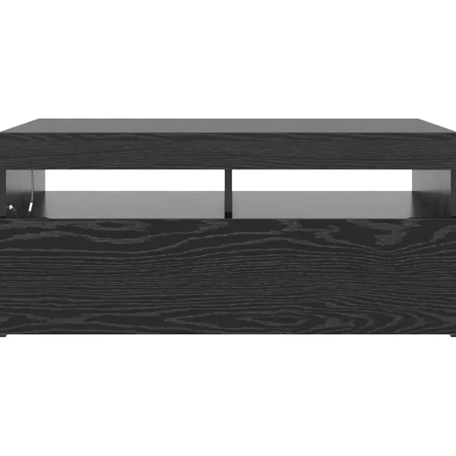 vidaXL - LED TV-meubel met deur - Zwart eiken - Hout - 90x35x40 cm