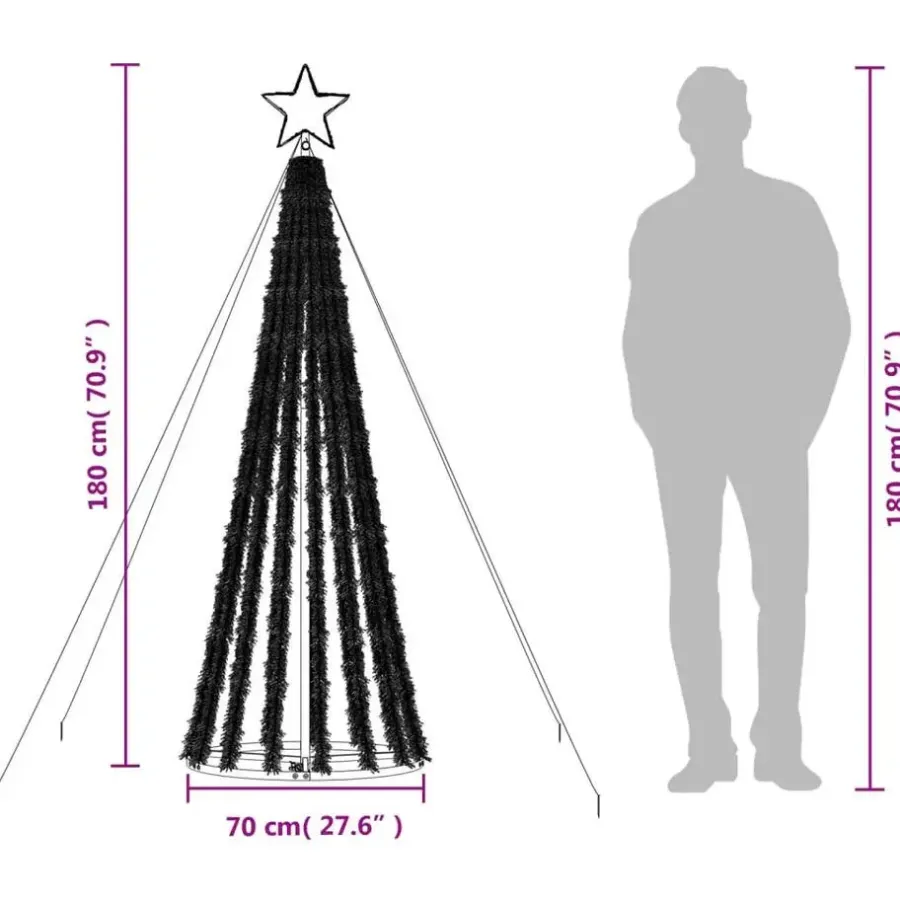 Kerstverlichting-vidaXL - Led-kerstboom - Warmwit - 180 cm