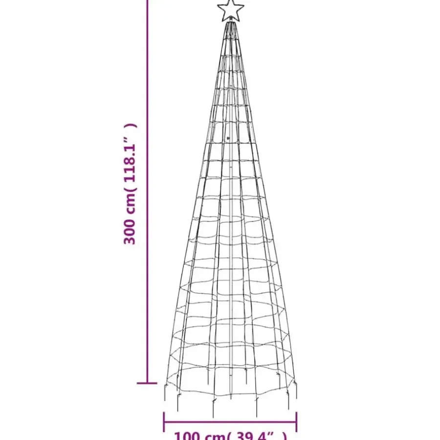 Kerstverlichting-vidaXL - Led-kerstboom - Warmwit - 300 cm - 1 pcs