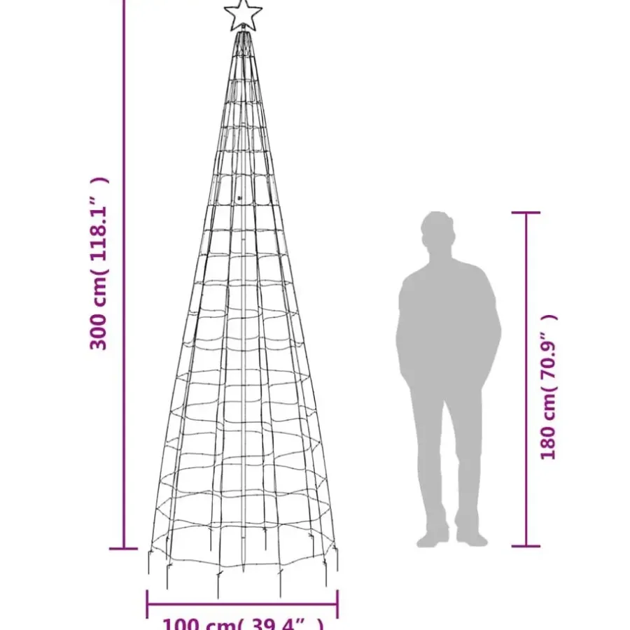 Kerstverlichting-vidaXL - Led-kerstboom - Warmwit - 300 cm - 1 pcs