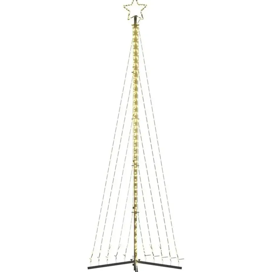 vidaXL - LED-kerstboom met spikes 495 LEDs 123x300,5 cm - Warmwit - Koper, ijzer