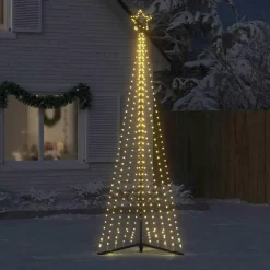 vidaXL - LED-kerstboom met spikes 495 LEDs 123x300,5 cm - Warmwit - Koper, ijzer