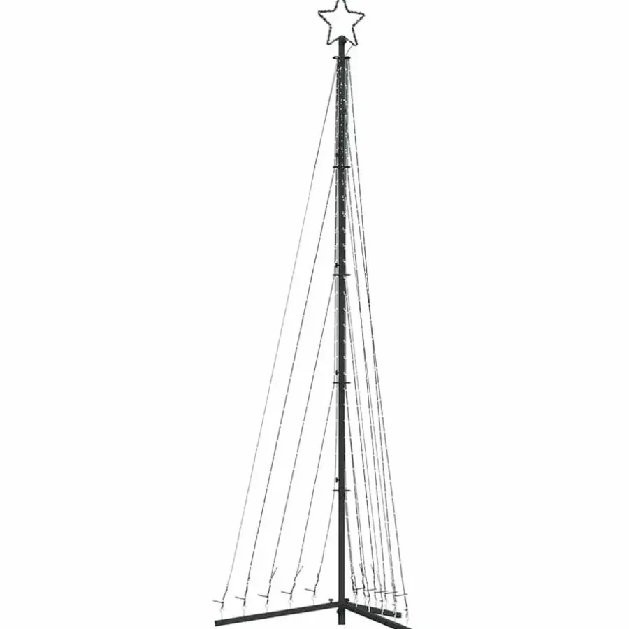 vidaXL - LED-kerstboom met spikes 495 LEDs 123x300,5 cm - Warmwit - Koper, ijzer