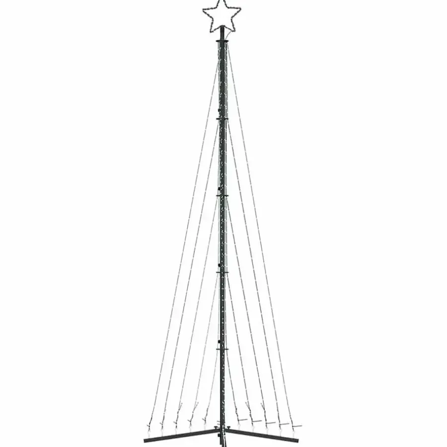 vidaXL - LED-kerstboom met spikes 495 LEDs 123x300,5 cm - Warmwit - Koper, ijzer