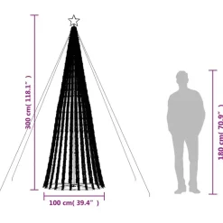 Kerstverlichting-vidaXL - LED-kerstboom met spikes 688 LEDs 100x300 cm - Warmwit - Koper, ijzer