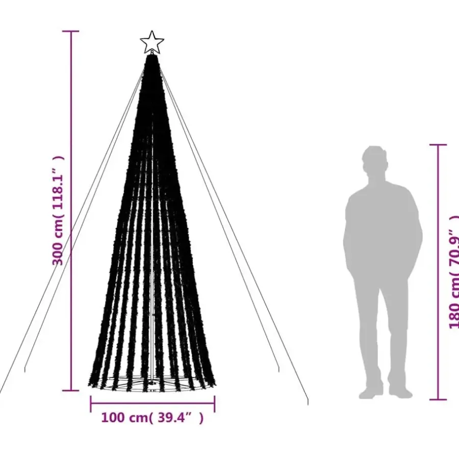 Kerstverlichting-vidaXL - LED-kerstboom met spikes 688 LEDs 100x300 cm - Warmwit - Koper, ijzer