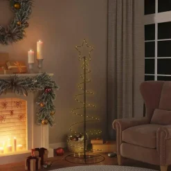 Kerstverlichting-vidaXL - LED-kerstboom met 100 LED's 150x50 cm - Zwart - Metaal