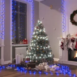 Kerstverlichting-vidaXL - Led-slinger - Blue and dark green - 13 m