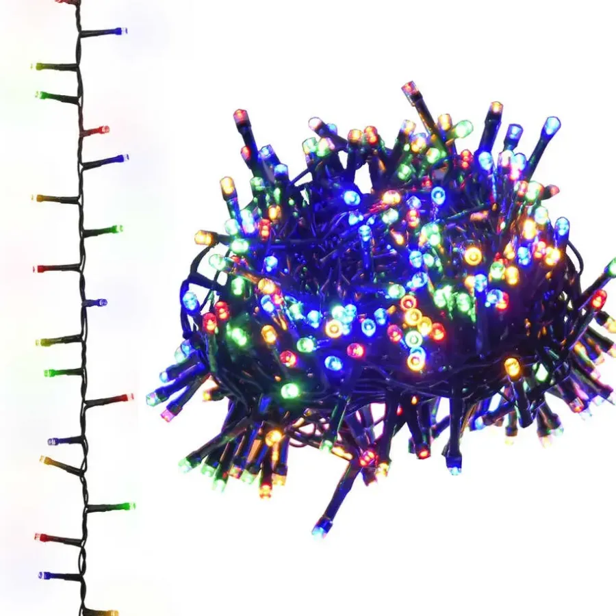 vidaXL - Led-slinger - Multicolour and dark green - 65 m