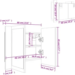 Spiegelkasten-vidaXL - Led-spiegelkast - Grijs - Bewerkt hout