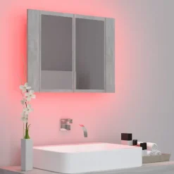 Spiegelkasten-vidaXL - Led-spiegelkast - Grijs - Bewerkt hout