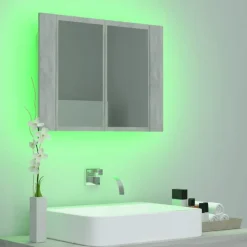 Spiegelkasten-vidaXL - Led-spiegelkast - Grijs - Bewerkt hout