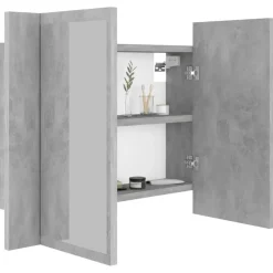 Spiegelkasten-vidaXL - Led-spiegelkast - Grijs - Bewerkt hout