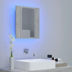 Spiegelkasten-vidaXL - Led-spiegelkast - Grijs - Bewerkt hout