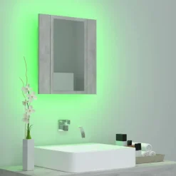 Spiegelkasten-vidaXL - Led-spiegelkast - Grijs - Bewerkt hout