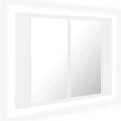Spiegelkasten-vidaXL - Led-spiegelkast - Wit - Bewerkt hout