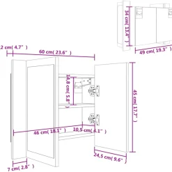 Spiegelkasten-vidaXL - Led-spiegelkast - Wit - Bewerkt hout
