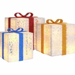 Kerstverlichting-vidaXL - Lichtgevende Kerstdoos - Wit - 3 stuks