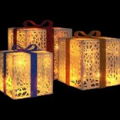 Kerstverlichting-vidaXL - Lichtgevende Kerstdoos - Wit - 3 stuks